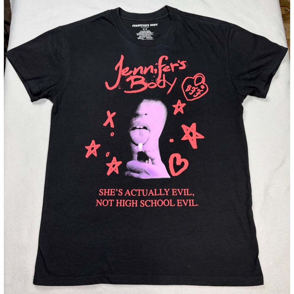 Jennifer's Body Movie Graphic T-Shirt Black Pink She's Actually Evil Size Medium - Picture 1 of 7